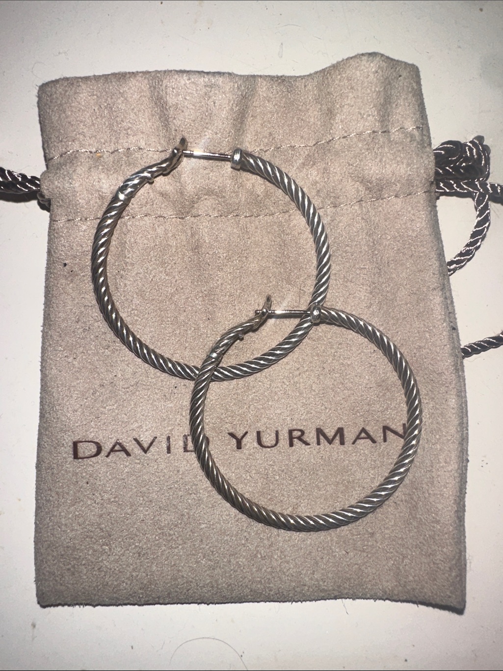 David Yurman Twisted Cable Hoop Earrings In Silver